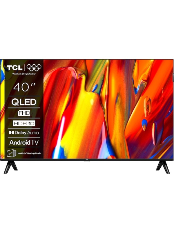Televizor Smart QLED TCL 40V5C, 100 cm, Full HD, Android TV, Dolby Audio, Negru, Clasa F