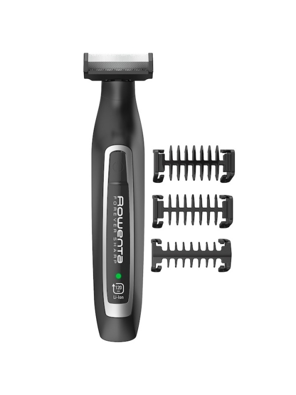 Aparat hibrid de tuns, conturat si barbierit Rowenta Forever Sharp TN6000F4, lavabil, lame din inox cu autoascutire, 3 piepteni, Negru