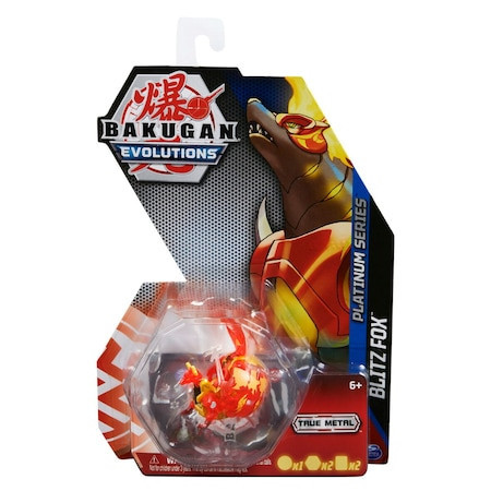 Figurina Metalica Bakugan Evolutions, Blitz Fox Rosu, 6cm
