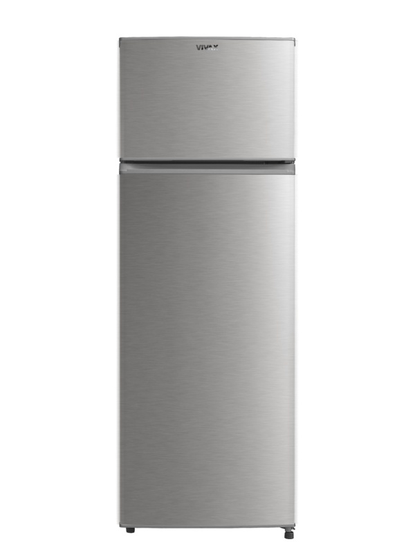 Frigider cu doua usi VIVAX DD-235E S, 235L, Clasa E, Termostat reglabil, Iluminare LED, Usi reversibile, Suprafata painted metal, 4 Rafturi de Sticla securizata, H 160 cm, Argintiu