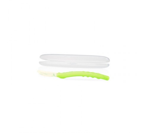Lingurita flexibila din silicon Nuby, cutie depozitare, +3luni, Galben