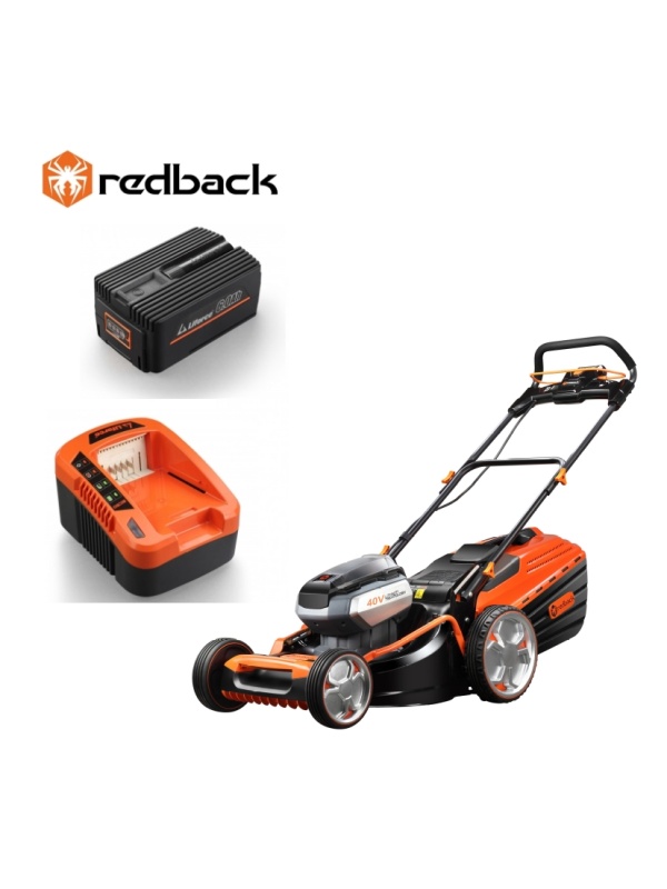Redback Pachet E148C+EP60+EC50 Masina de tuns gazon acumulatori 40V, 470mm, 60L, acumulator 40V/6Ah, incarcator 40V/5A