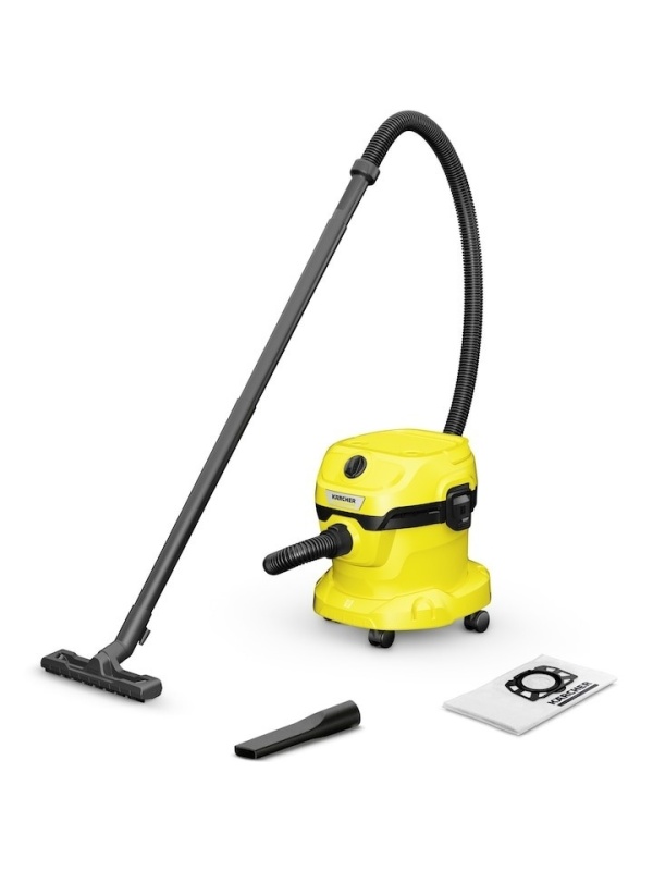 (Resigilat) Aspirator multifunctional Karcher WD 2 Plus V-12/4/18 , Aspirare umeda si uscata, 12 l, furtun, 1.8m, 1000W, functie de suflare, Galben/Negru