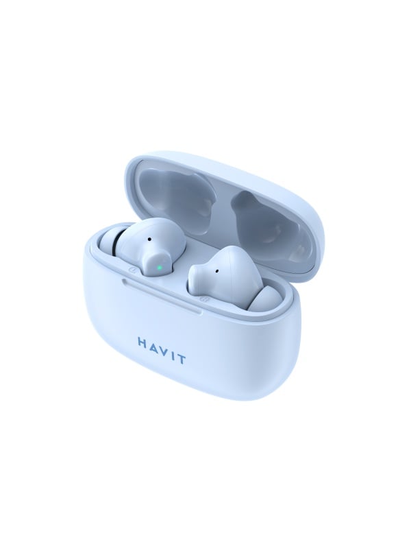Casti HAVIT TW967, Bluetooth 5.1, TWS, In-Ear, Control tactil, Albastru deschis