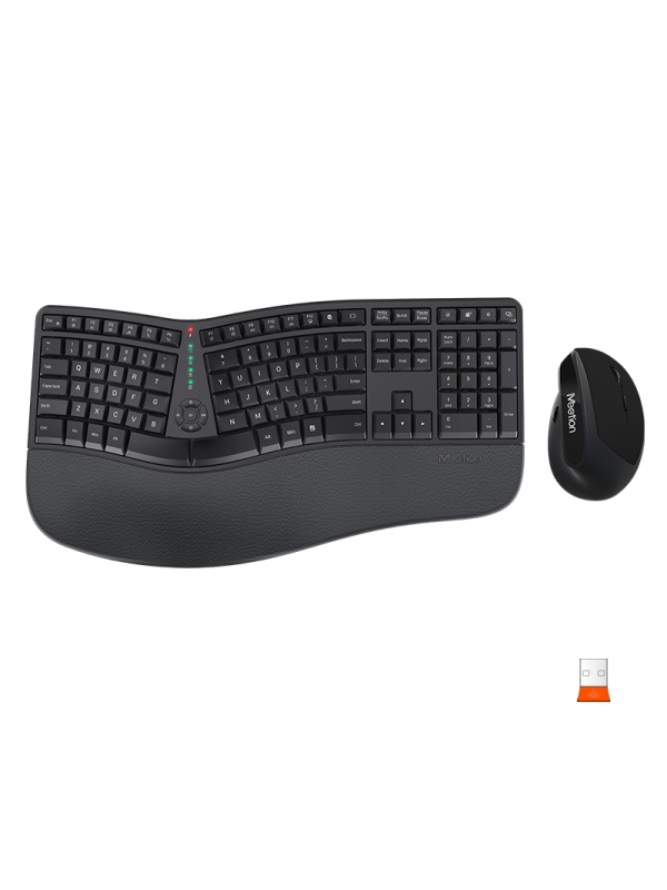 Kit tastaura si mouse office wireless Meetion DirectorC, Ergonomic, USB, Multimedia, 2400 dpi, Reincarcabil, Negru