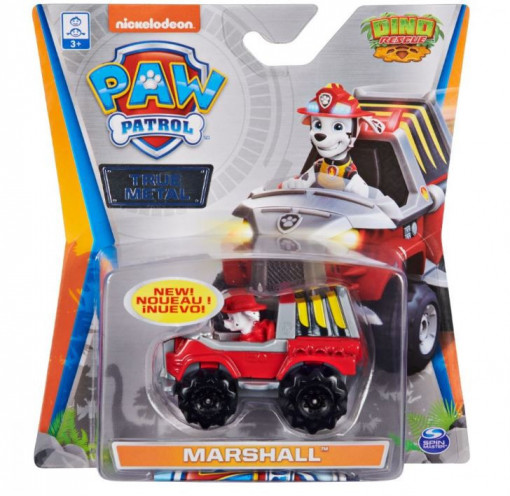 Masinuta cu figurina Paw Patrol True Metal, Marshall, Rosu, 10 cm