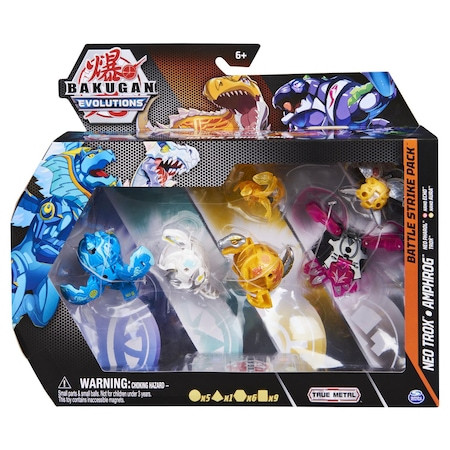 Set 6 figurine Bakugan Evolutions Battle Strike Pack, Neo Trox, Amphrog, 7 cm