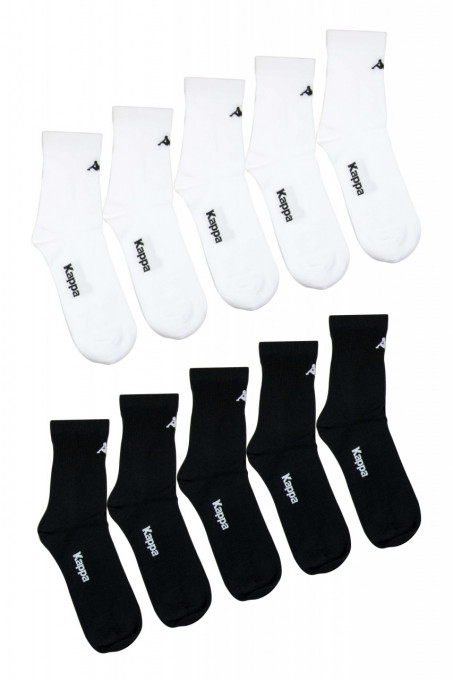 Set Kappa 10 perechi de sosete medii, barbati - Alb/negru
