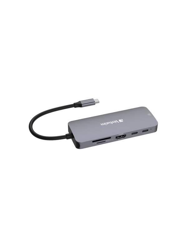 Hub multiport Verbatim USB-C, 9 port, SilverHDMI,RJ45,2xUSB-C,3xUSB-A 3.2 Gen1&2,SD,microSD
