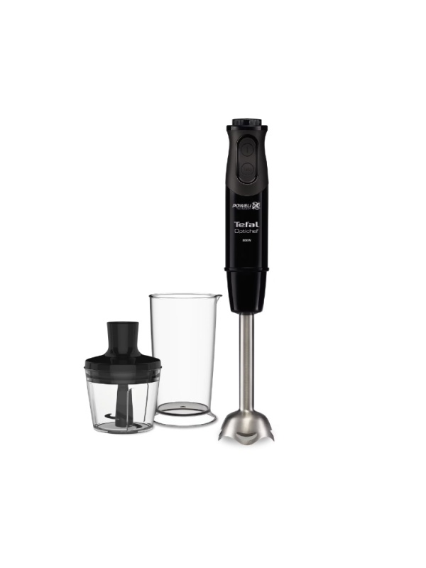 Mixer vertical Tefal OptiChef 2 in 1 HB641838, 800 W, 10 viteze, tocator 500 ml, pahar gradat 800ml, picior din inox, tehnologie Powelix, negru