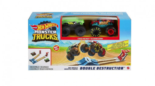 Set Mattel Hot Wheels Monster Trucks, dubla demolare, GYC80
