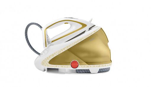 Statie de calcat cu boiler Tefal Pro Express Ultimate Care GV9581E0, 2600W, capacitate rezervor 1.9L, 8 bari, jet de abur 600g/min, abur variabil 180g/min, timp de incalzire 2 min, Auriu