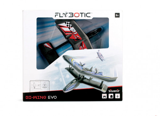 Avion cu telecomanda Silverlit Flybotic Bi-Wing Evo, 8+ ani, 2.4 Ghz, Negru