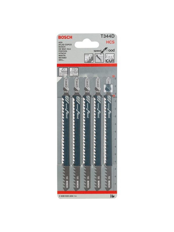 Bosch Set 5 Panze fierastrau vertical Precision for Wood, T 344D, 152mm