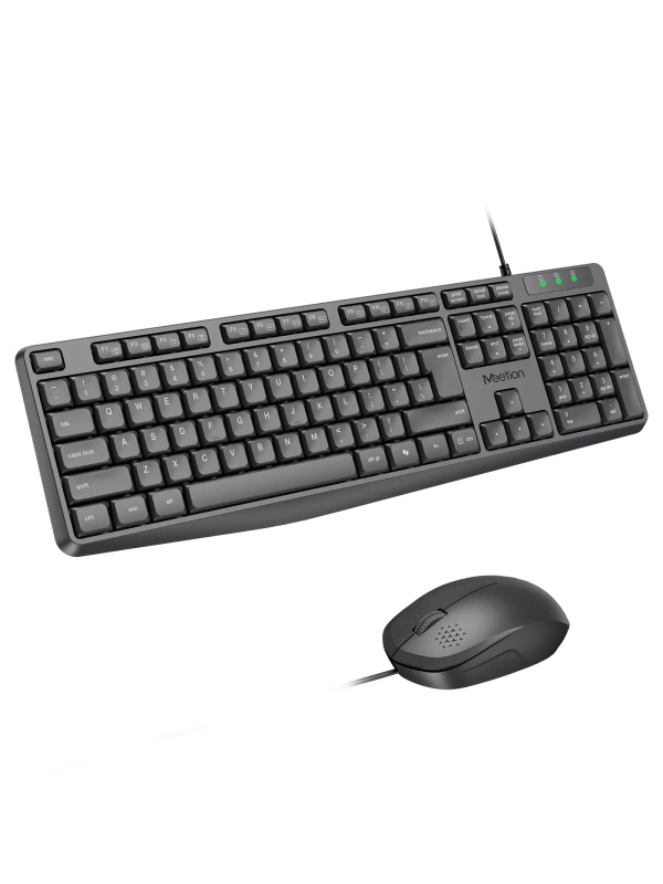 Kit tastaura si mouse office cu fir Meetion C235, USB, Multimedia, 1200 dpi, Lungime cablu 1.5 m, Negru