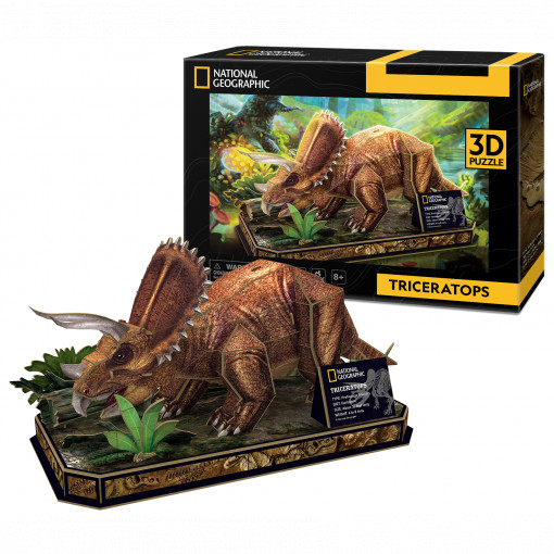 Puzzle 3D Cubic Fun - Triceratops, 44 piese