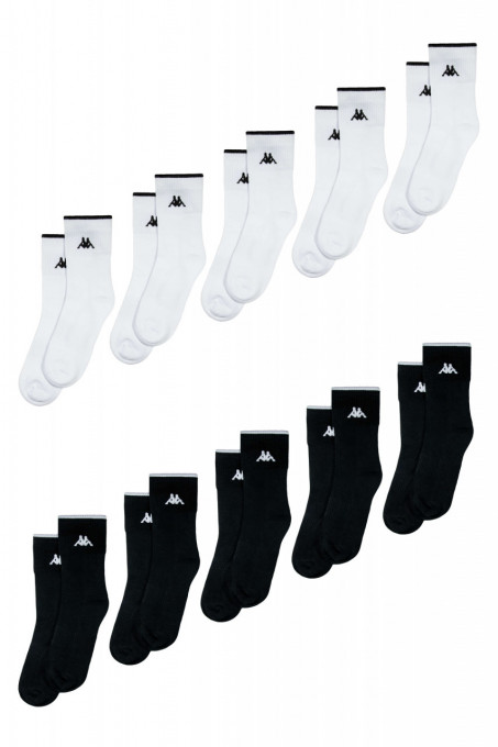 Set Kappa 10 perechi de sosete lungi, semi-flausate, barbati - Alb/negru