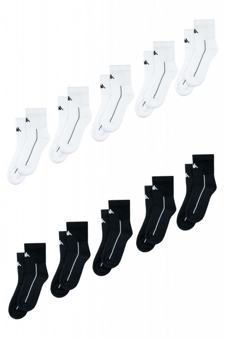 Set Kappa 10 perechi de sosete medii, semi-flausate, barbati - Alb/negru
