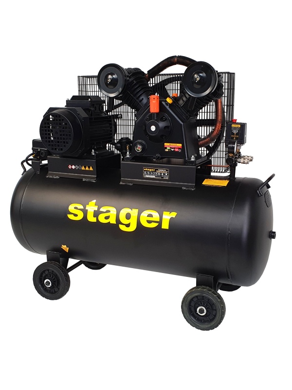 Stager HMV0.6/200-10 compresor aer, 200L, 10bar, 600L/min, trifazat, angrenare curea