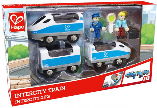 Tren de calatori Intercity Hape, Albastru, 3 ani