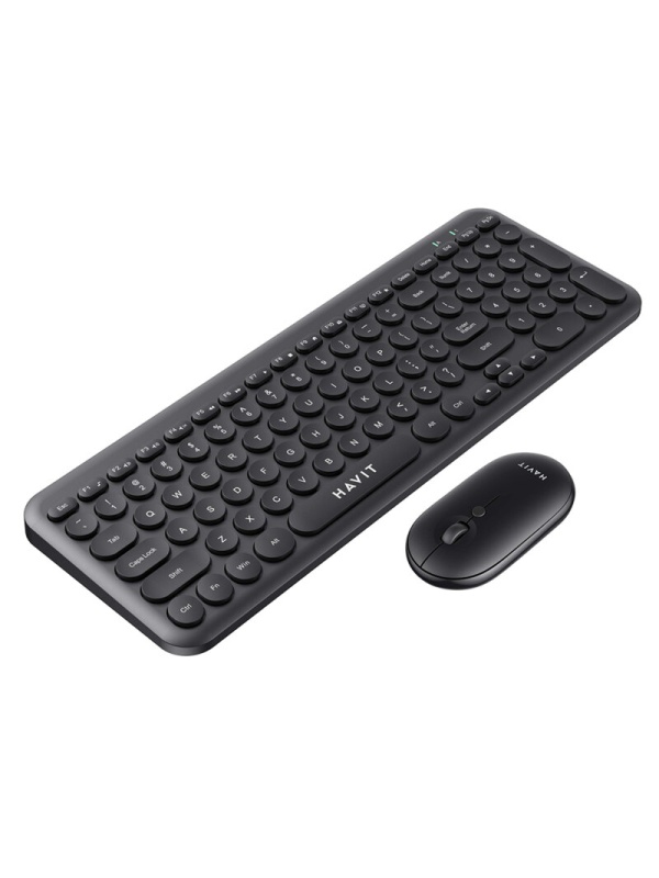 Kit tastatura si mouse office HAVIT KB254GCM, Wireless 2.4 GHz, US layout, Negru