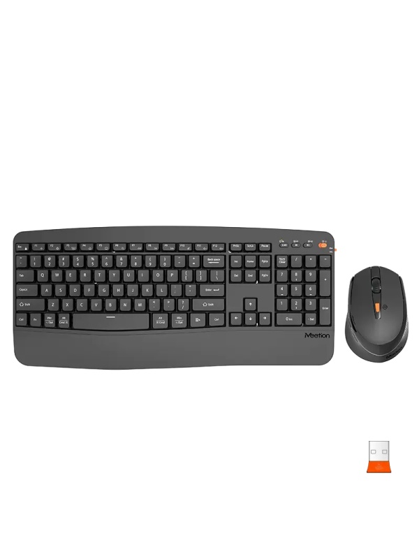 Kit tastaura si mouse office wireless Meetion DirectorA, USB, Multimedia, 1600 dpi, Baterii AA/AAA, Negru