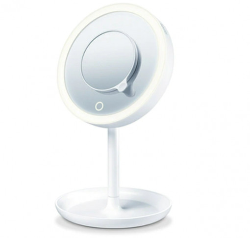 Oglinda cosmetica si iluminata Beurer BS 45, lumina LED, baterii , Alb