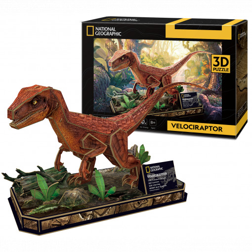 Puzzle 3D Cubic Fun - Velociraptor, 63 piese