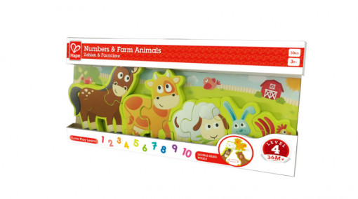 Puzzle Hape - Numere si animale de la ferma