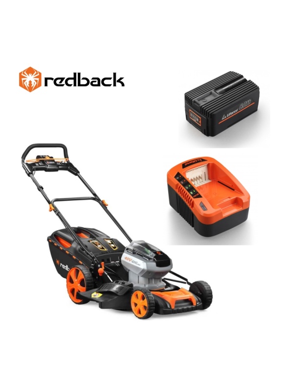 Redback Pachet E146C+EP60+EC50 Masina de tuns gazonul pe acumulatori, 457mm, acumulator 40V/6Ah, incarcator 40V/5A