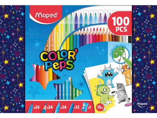Set de colorat Maped, 100 piese