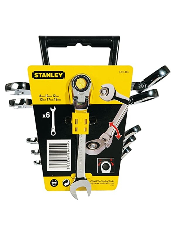 Stanley 4-91-444 Set 6 chei combinate cu clichet articulate 8, 10, 12, 13, 17, 19 mm