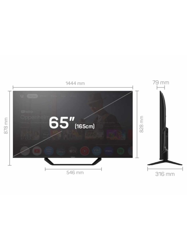 Tesla Google TV DLED 65E655BUS, 165 cm, UHD, blackDVB-T/T2/C/S/S2, 250cd/m2, VESA 200x499 mm