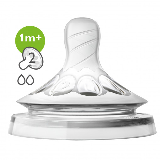 Tetina Natural Philips-Avent SCF042/27, cu debit lent, 1luni+, fara BPA, 2 buc
