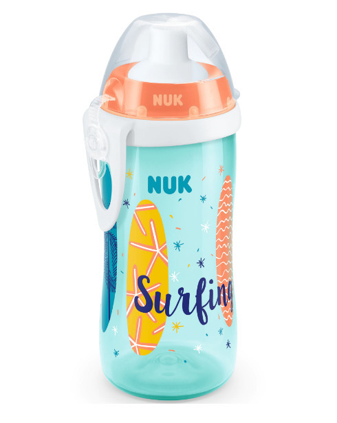 Biberon cu adaptor Push Pull 300 ml Nuk Junior Cup 255428A, Albastru 36+ luni