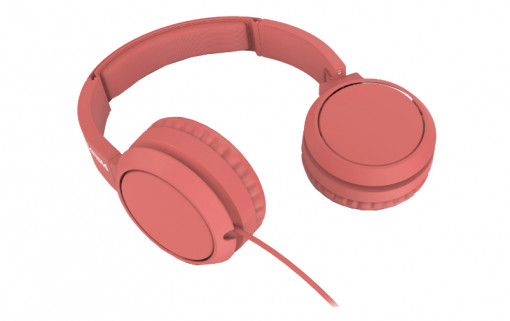 Casti Audio On-Ear pliabile Philips, TAH4105RD/00, cu fir, Microfon, Rosu