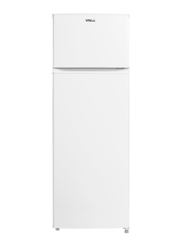 Frigider cu doua usi VIVAX DD-235E W, 235L, Clasa E, Termostat reglabil, Iluminare LED, Usi reversibile, Suprafata painted metal, 4 Rafturi de Sticla securizata, H 160 cm, Alb