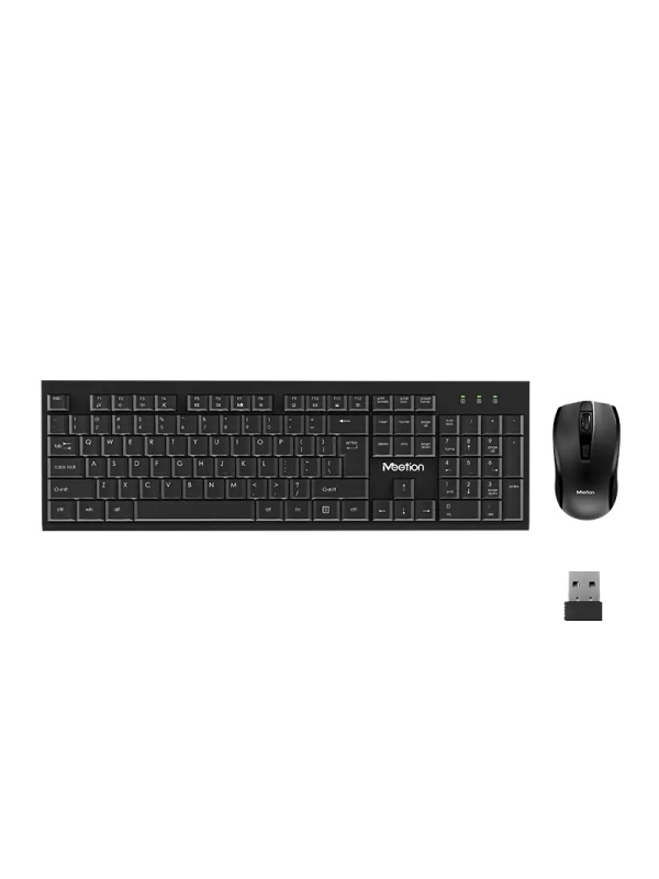 Kit tastaura si mouse office wireless Meetion C4120Little, Baterii AA/AAA, 2.4 GHz, 1600 dpi, 433 x 133 x 23.5 mm, Negru