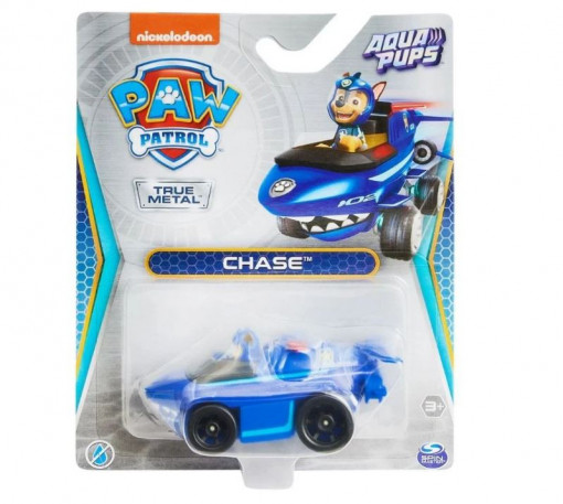 Masinuta Paw Patrol Aqua Pups Vehicul acvatic, Chase, Albastru, 10 cm