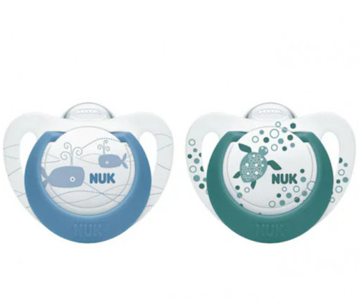 Set 2 suzete ortodontice din silicon Nuk Genius Color 739374V, Multicolor 18-36 luni