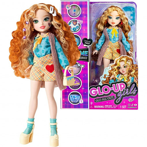 Set Papusa cu Accesorii Glo-Up Girls, Rose