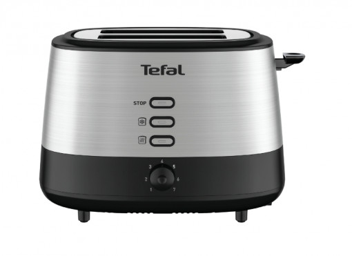 Toaster Tefal Equinox TT520D10, 3 butoane iluminate, 7 trepte de rumenire, functie stop, tavita pentru firmituri detasabila, maner pentru ridicare, functie dezghetare, argintiu