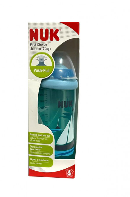 Cana NUK Junior cu sistem push-pull, 36 luni+, 300 ml, Barca, Albastru