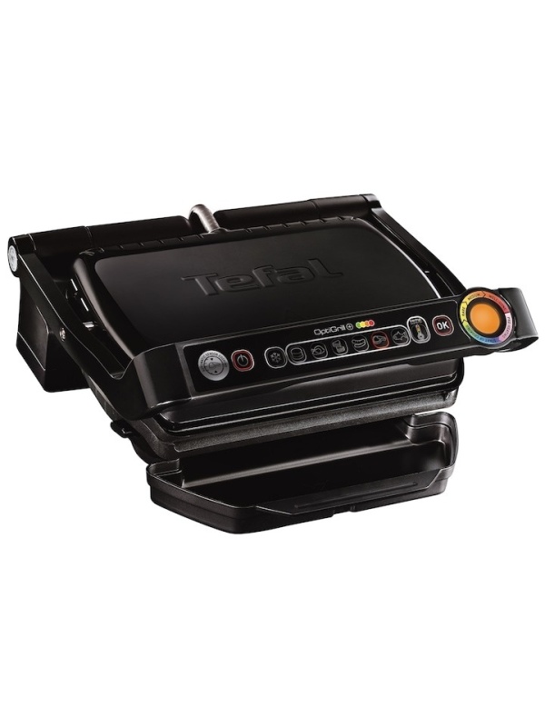Gratar electric Tefal OptiGrill GC714834, 2000W, 6 programe automate de gatit, Senzor automat pentru gatit, Placi detasabile, Negru