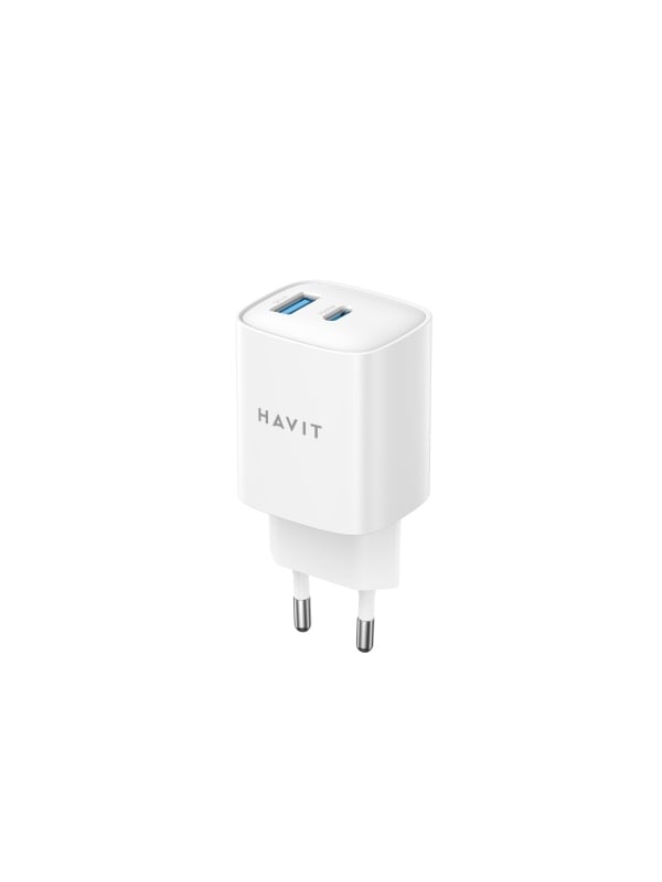 Incarcator priza HAVIT UC30 EU, 1 USB-A, 1 USB-C, 30W, Alb