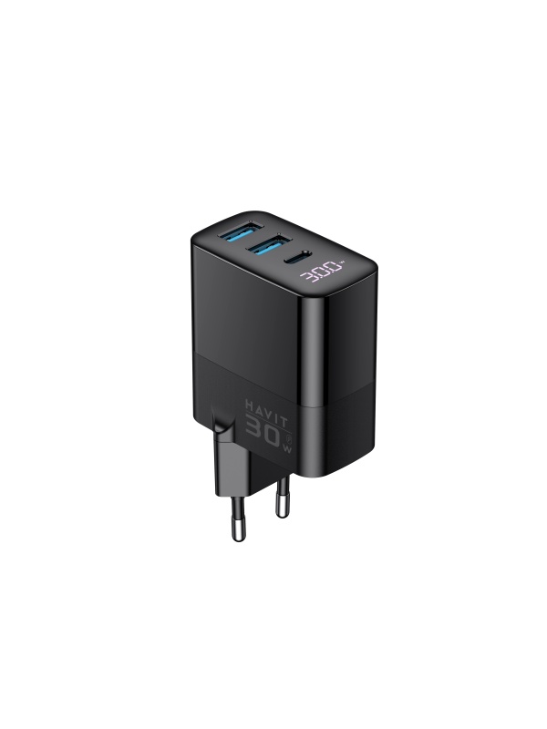 Incarcator priza HAVIT UCLE001 EU, 2 USB-A, 1 USB-C, 30W, Negru