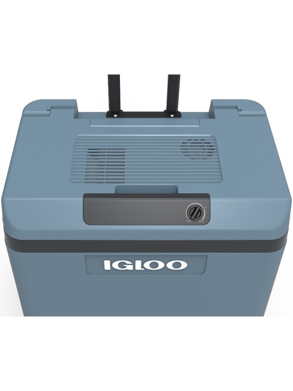 Igloo IE42 — detaliu capac cu ventilatie si buton control alimentare 12V 220V