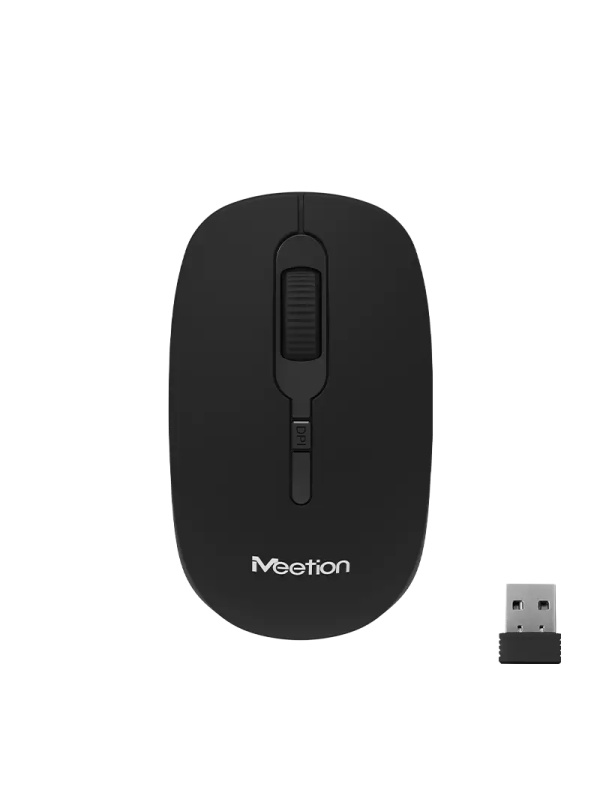 Mouse office wireless Meetion R547, Baterii AA, 2.4 GHz, 1600 dpi, 106 x 60 x 34 mm, Negru