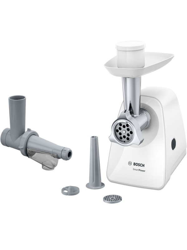 (Resigilat) Masina de tocat Bosch MFW2515W, 1500W, 1.7 kg/ min, 2 site 3.8/ 8 mm, storcator rosii, alb