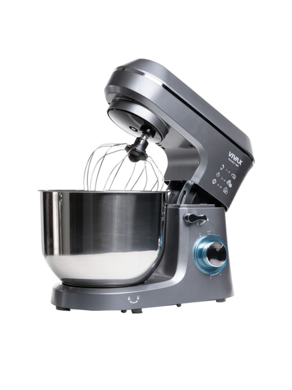 Robot de bucatarie Vivax RM-61400SX, 1400W, capacitate 6L, 6 trepte de viteza, functia Pulse, 3 accesorii detasabile, gri/argintiu